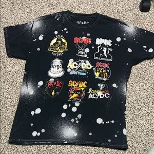 AC/DC Black and White Splatter T-Shirt